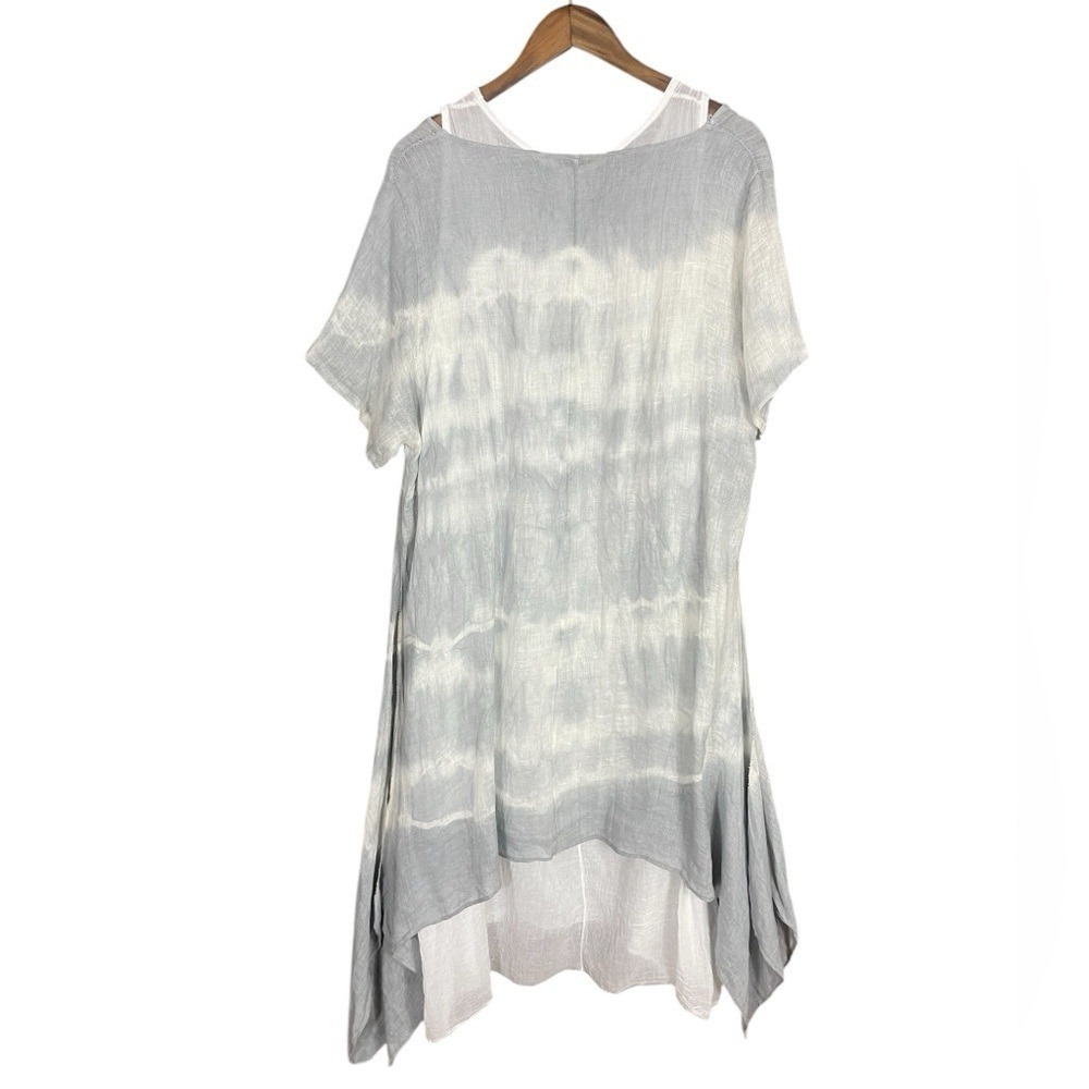 Saga | Made in Italy Linen Hanky Dress Layered Ombre Tie Dye Handkerchief Dress - Picture 8 of 9